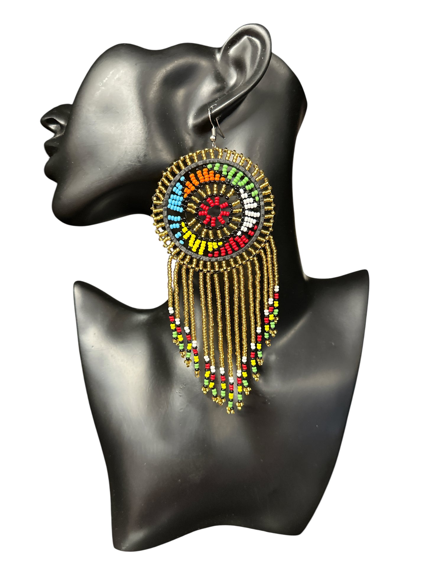 Maasai Beaded Statement Earrings – Handmade African Tassel Drop Earrings Fatisha Boutique