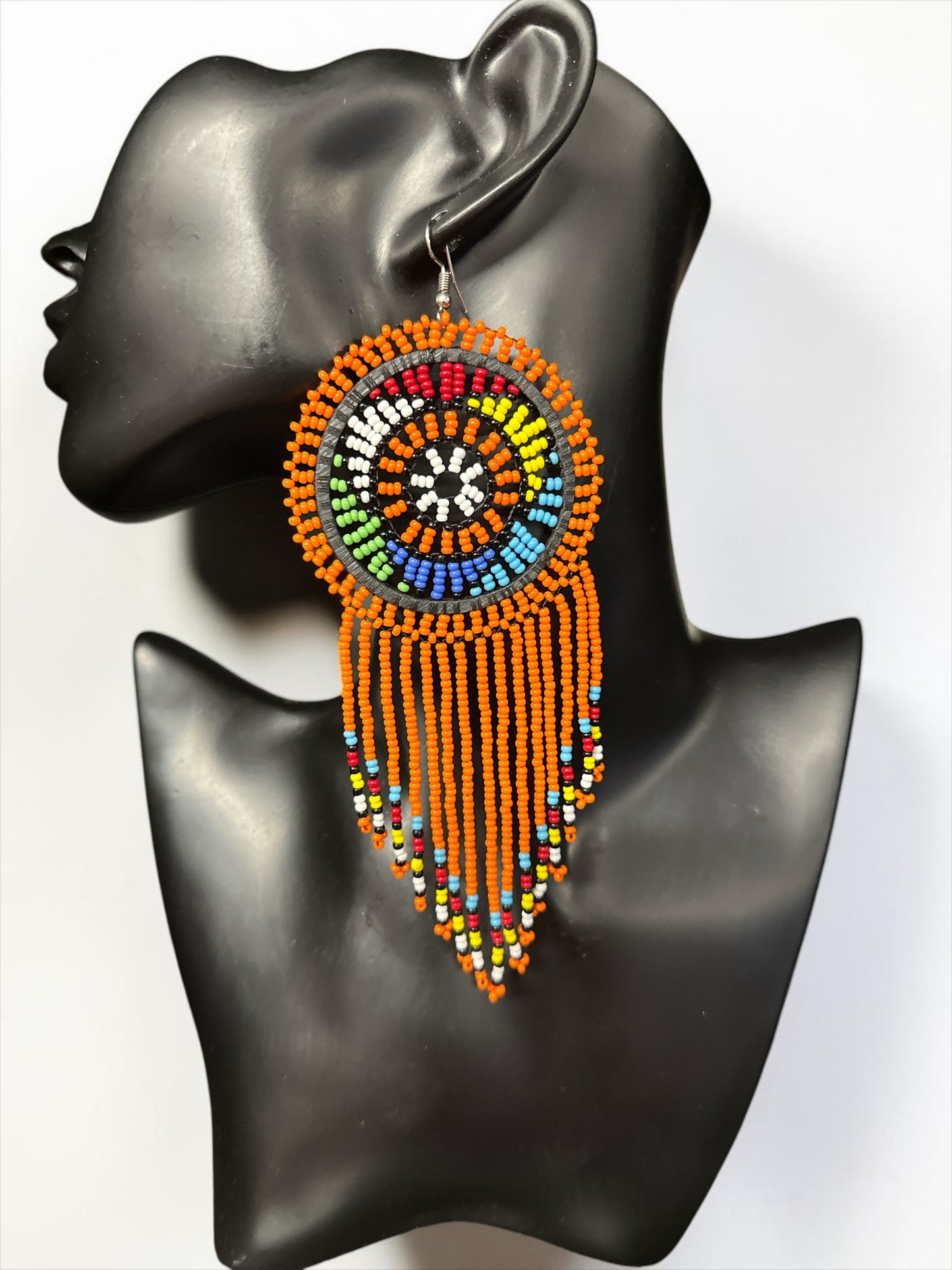 Maasai Beaded Statement Earrings – Handmade African Tassel Drop Earrings Fatisha Boutique