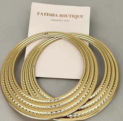 Statement Alloy Hoop Earrings – Bold Textured Oversized Stud