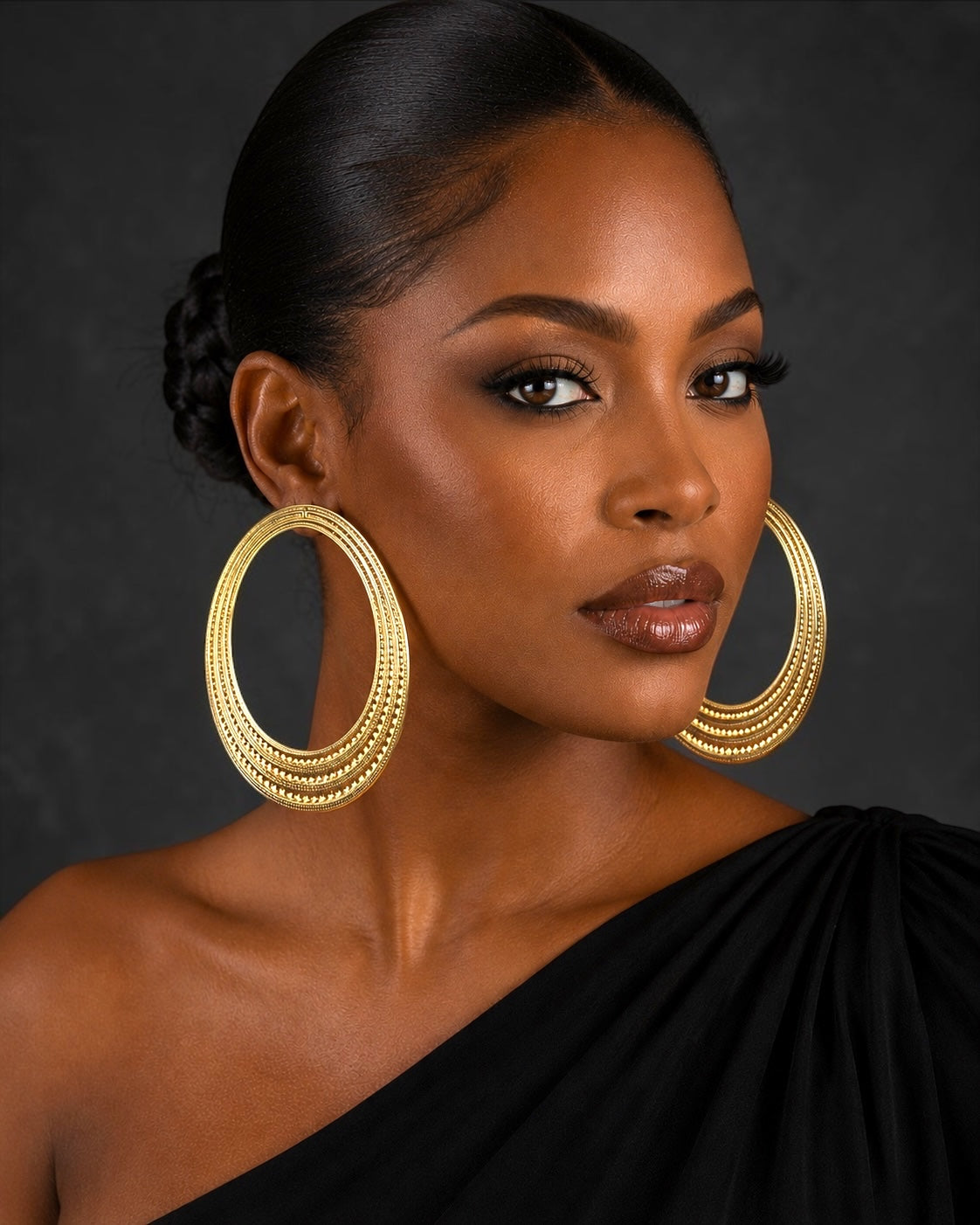 Statement Alloy Hoop Earrings – Bold Textured Oversized Stud Fatisha Boutique