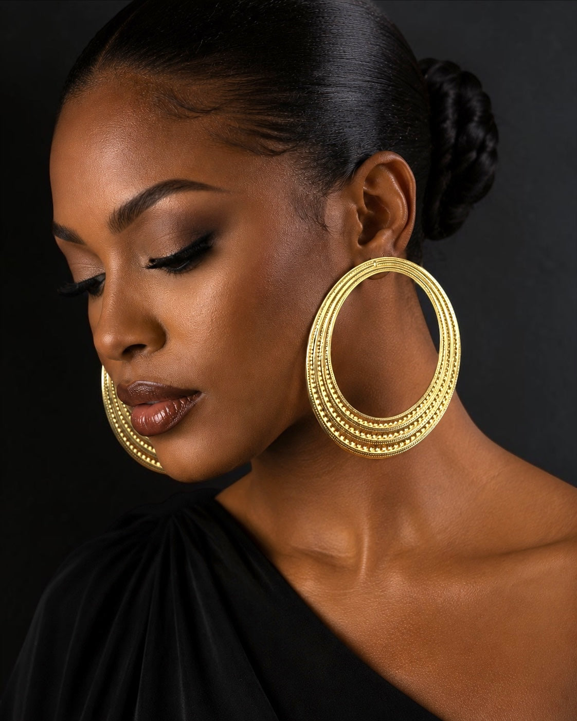 Statement Alloy Hoop Earrings – Bold Textured Oversized Stud Fatisha Boutique