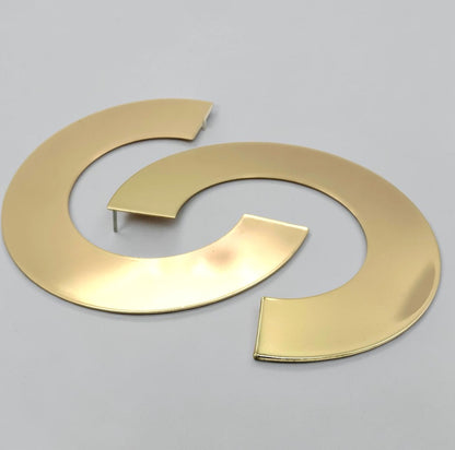 Oversized Gold Statement Earrings – Sculptural Open Hoop Studs - Fatisha Boutique