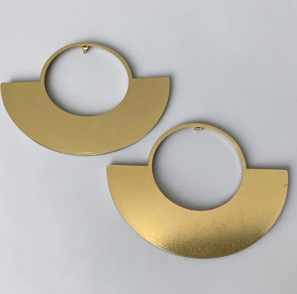 Bold Oversized Gold Fan Statement Earrings - Fatisha Boutique