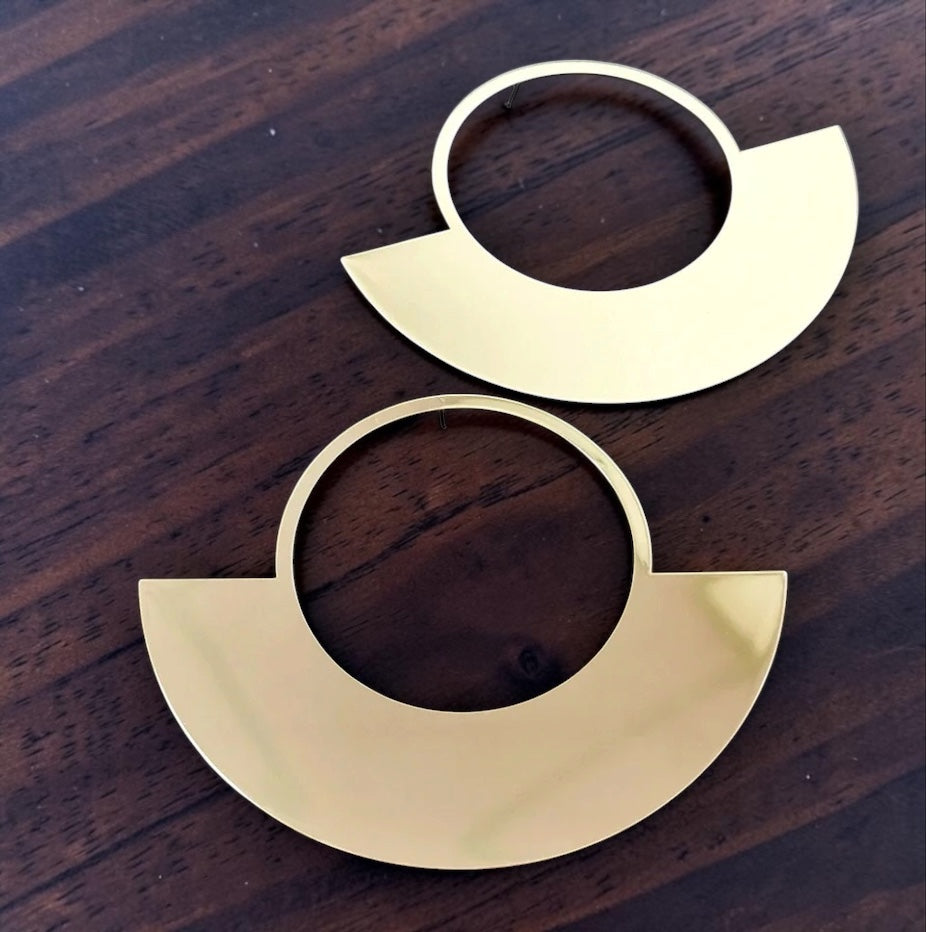 Bold Oversized Gold Fan Statement Earrings - Fatisha Boutique