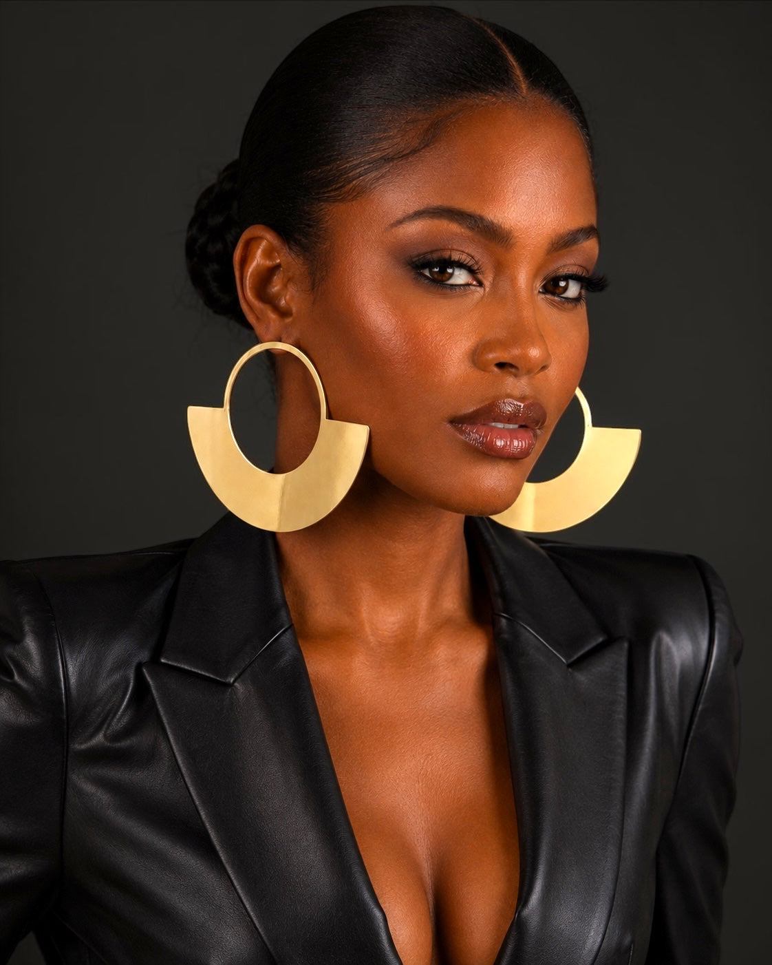 Bold Oversized Gold Fan Statement Earrings - Fatisha Boutique