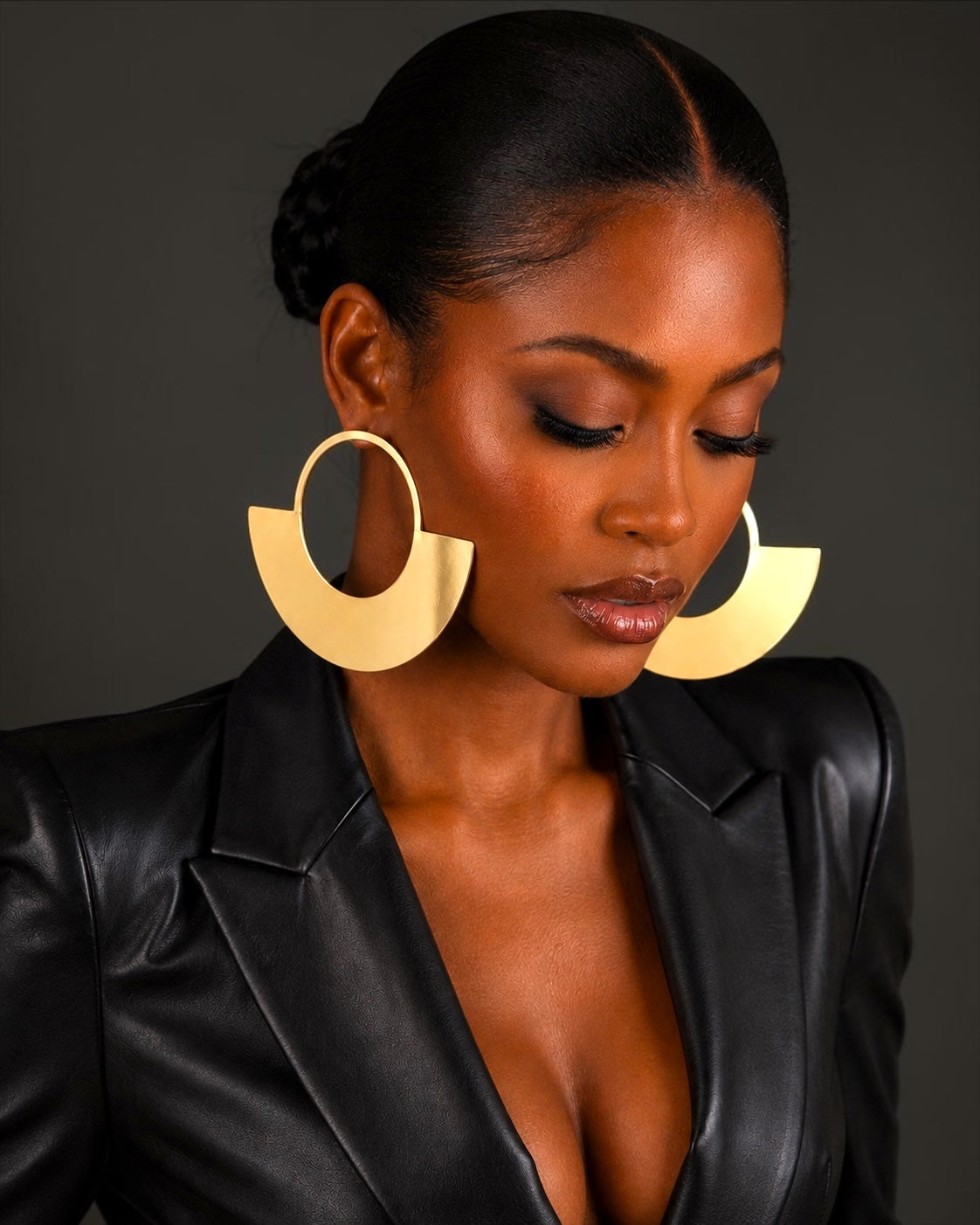 Bold Oversized Gold Fan Statement Earrings - Fatisha Boutique Fatisha Boutique