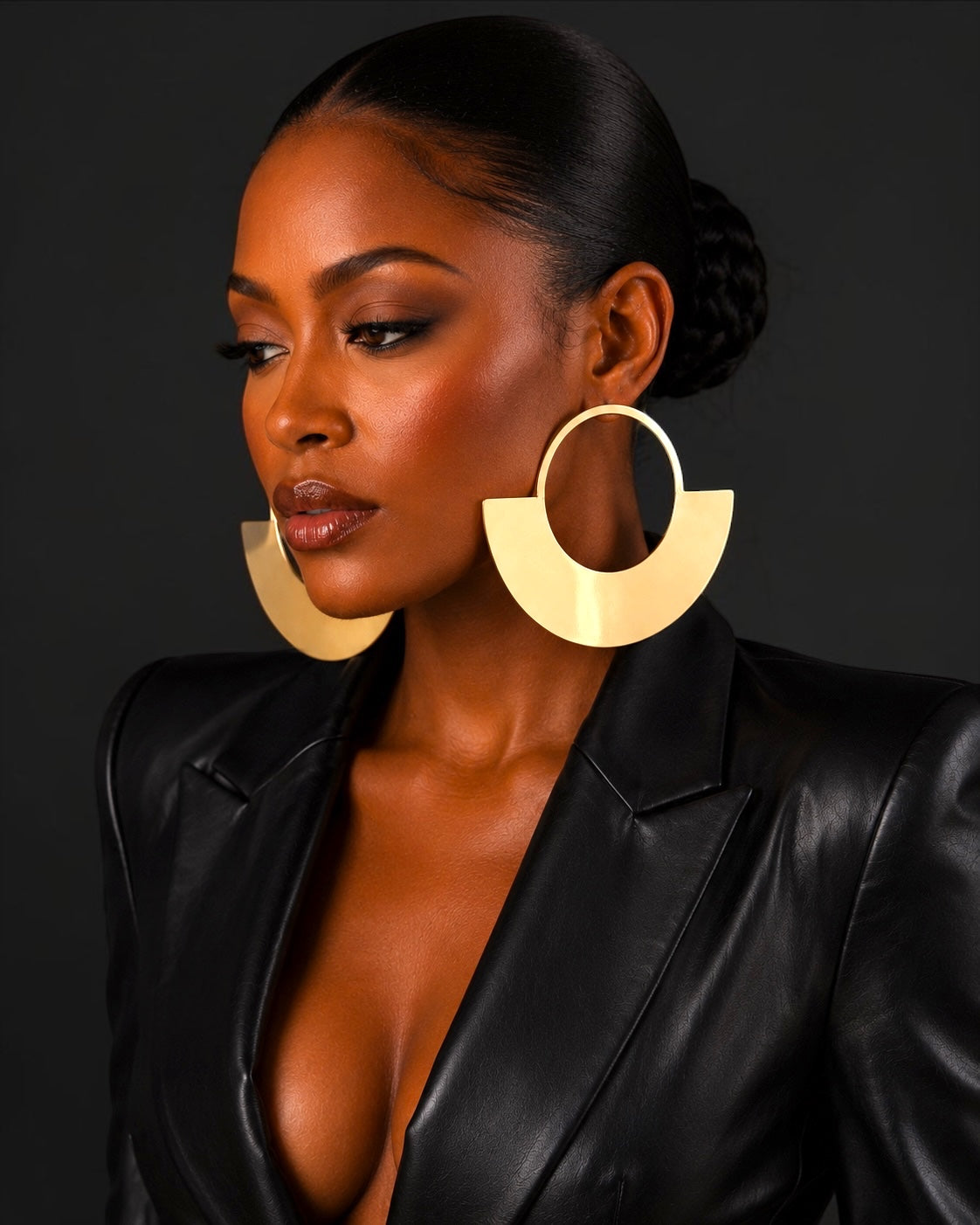 Bold Oversized Gold Fan Statement Earrings - Fatisha Boutique Fatisha Boutique