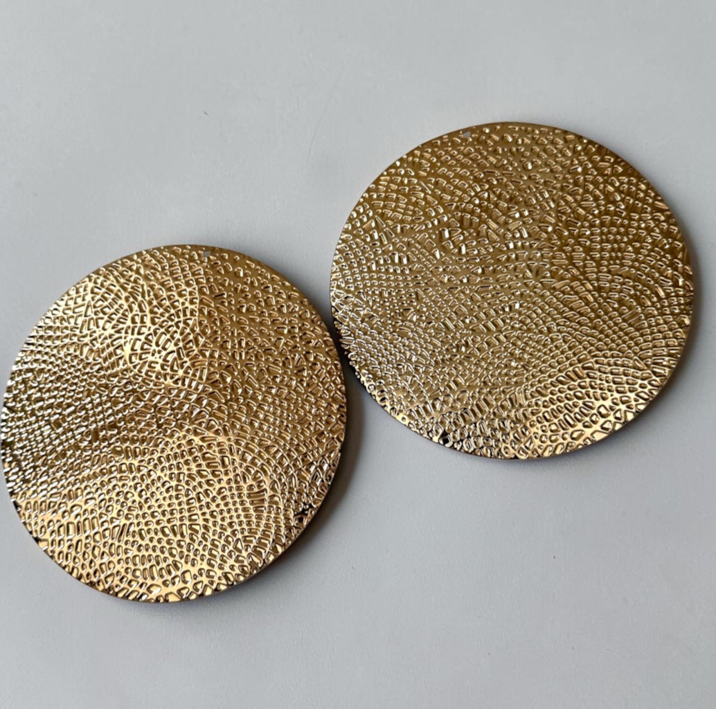 Oversized Textured Gold Disc Statement Stud Earrings Fatisha Boutique