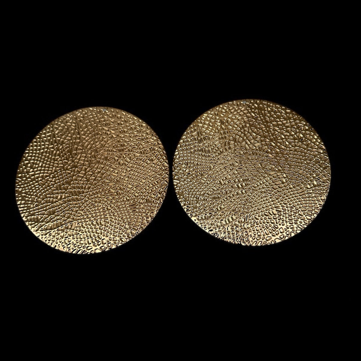 Oversized Textured Gold Disc Statement Stud Earrings