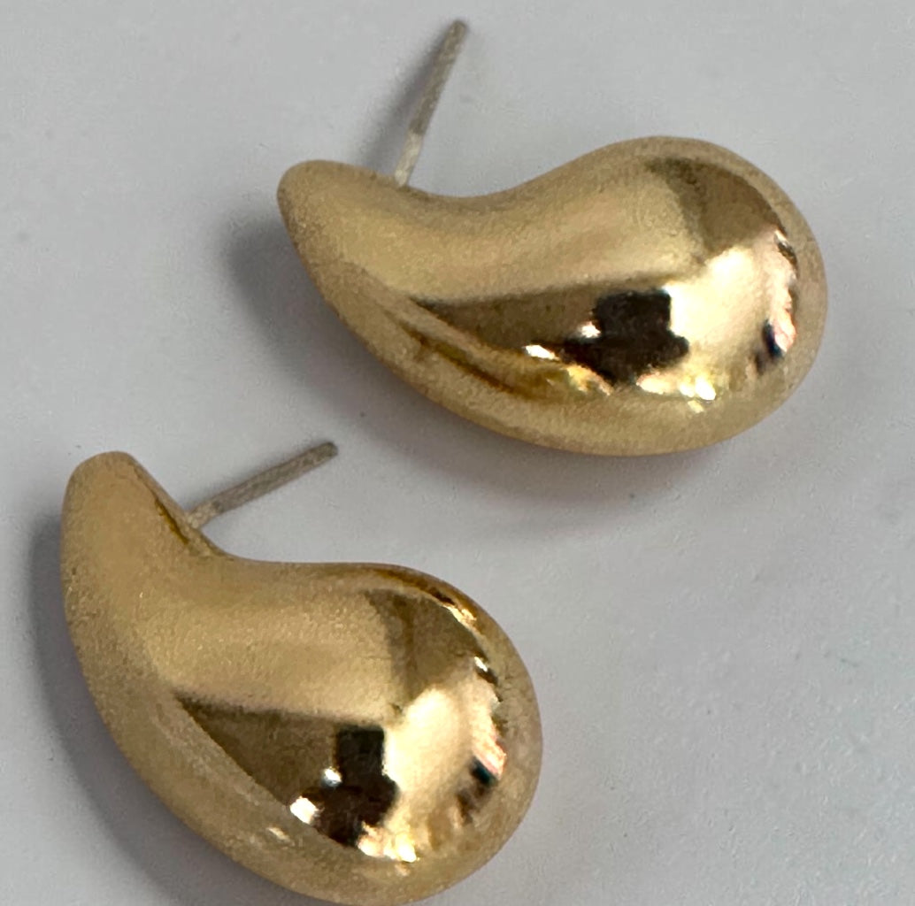 Polished Stainless Steel Teardrop Stud Earrings