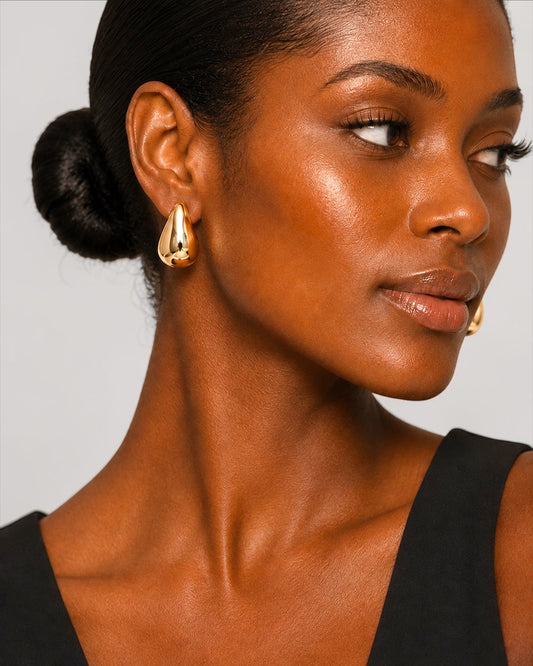 Polished Stainless Steel Teardrop Stud Earrings