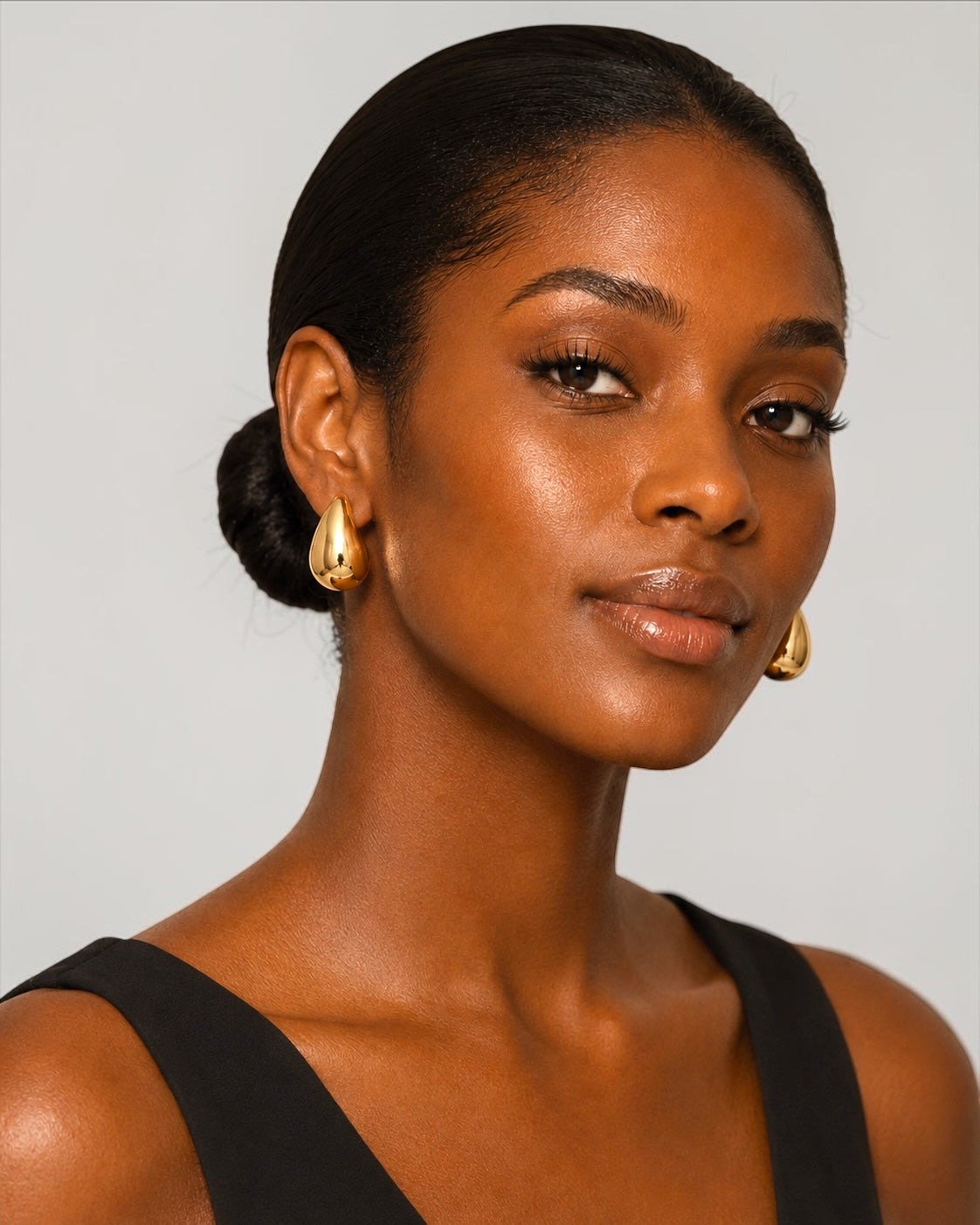 Polished Stainless Steel Teardrop Stud Earrings