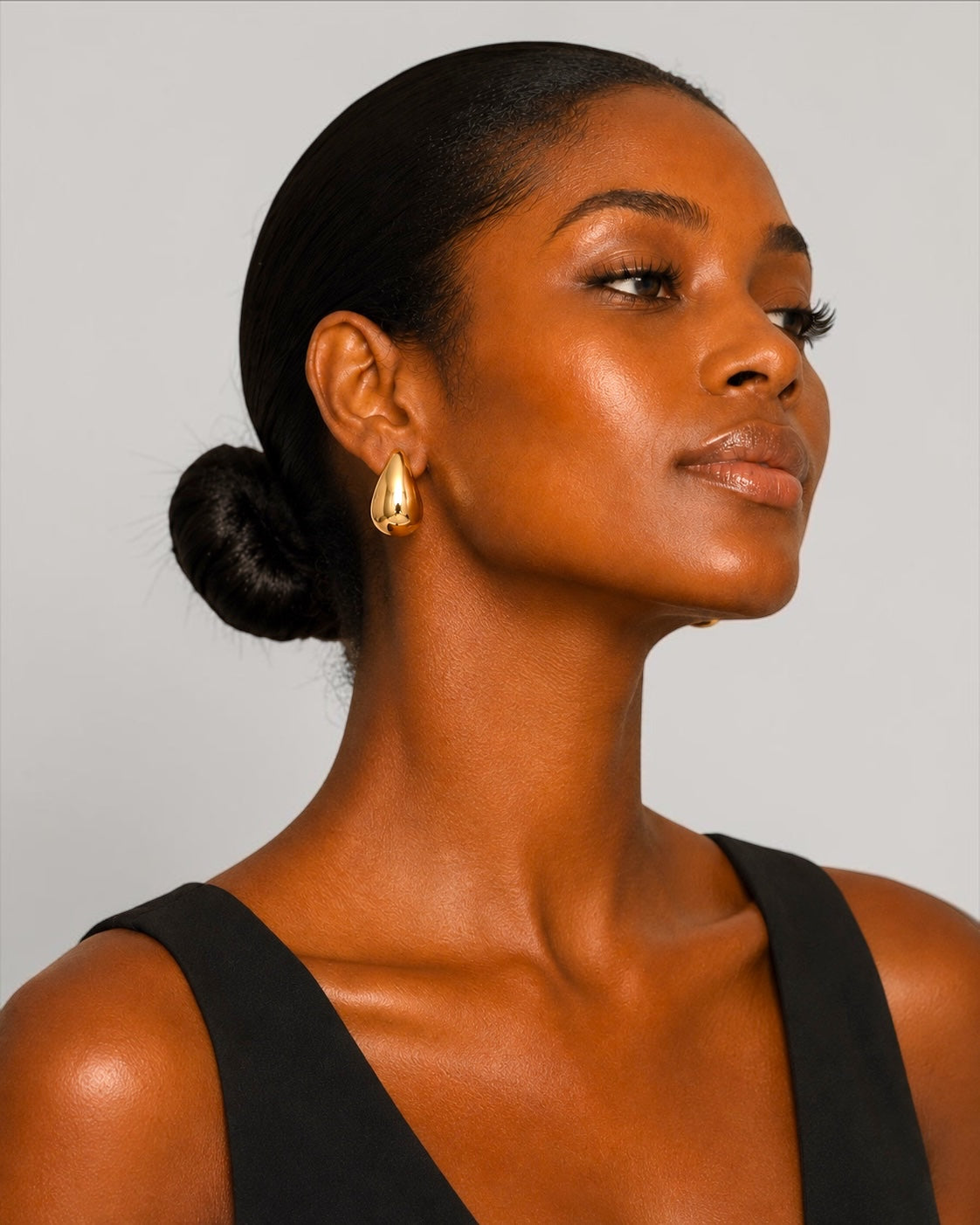 Polished Stainless Steel Teardrop Stud Earrings