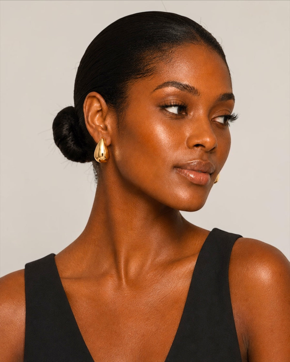 Polished Stainless Steel Teardrop Stud Earrings Fatisha Boutique