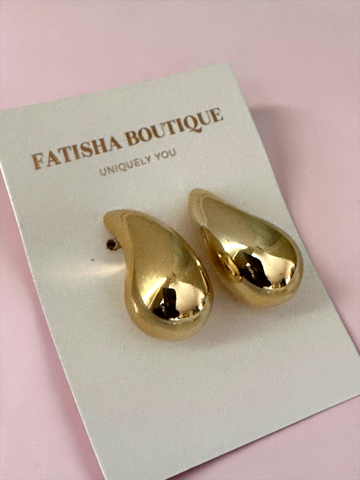 Polished Stainless Steel Teardrop Stud Earrings Fatisha Boutique