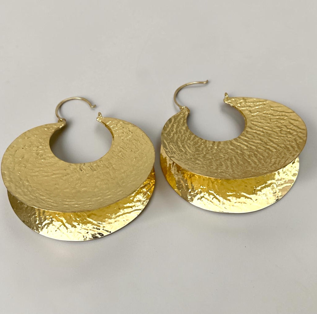 Oversized Brass Fulani Hoop Statement Earrings - Fatisha Boutique Fatisha Boutique