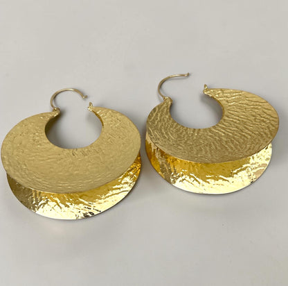 Oversized Brass Fulani Hoop Statement Earrings - Fatisha Boutique