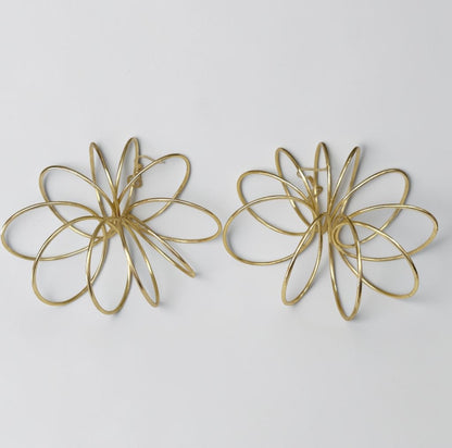 Oversized Brass Starburst Statement Dangle Earrings - Fatisha Boutique