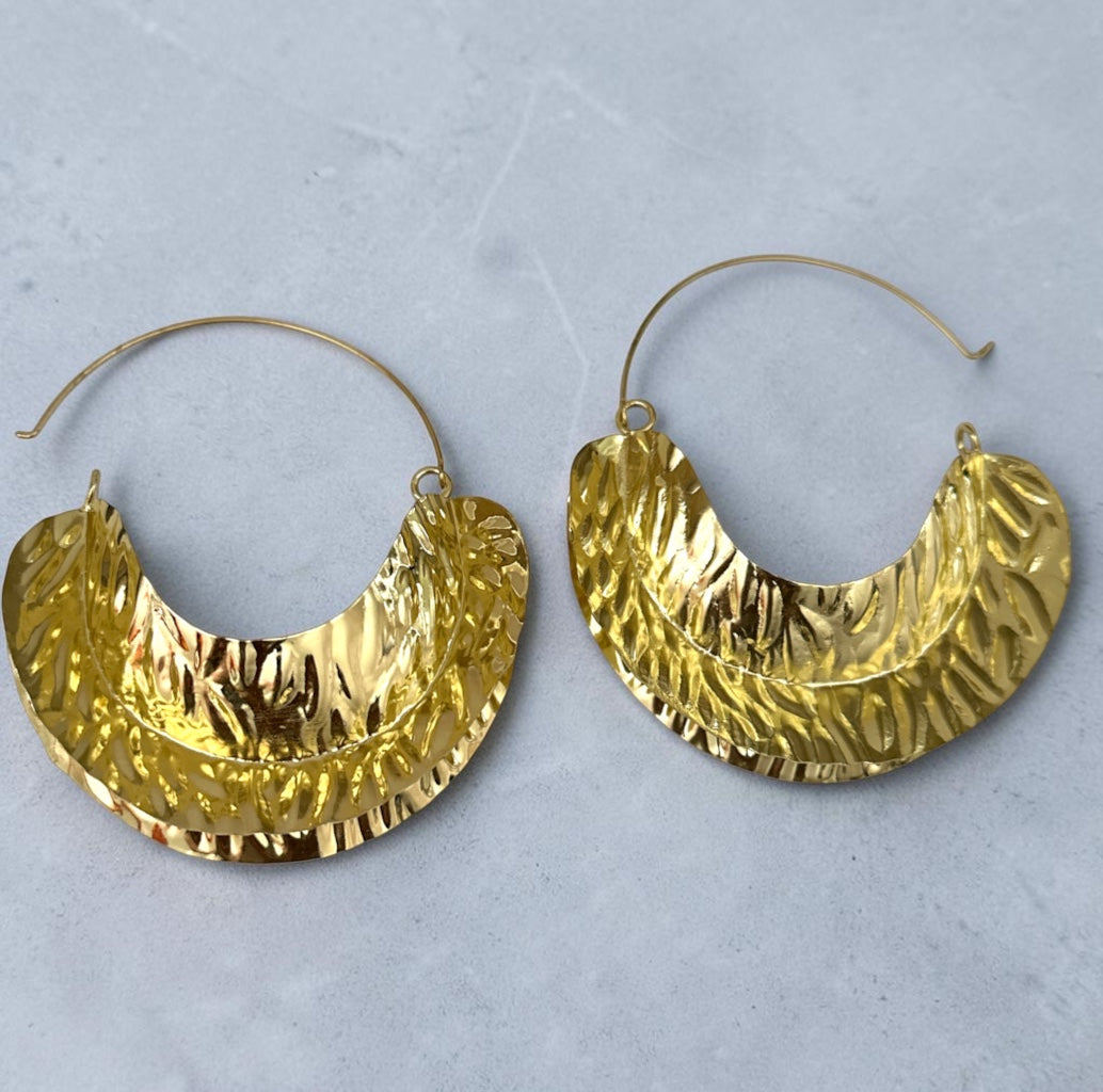Brass Fulani-Style African Statement Dangle Earrings - Fatisha Boutique Fatisha Boutique