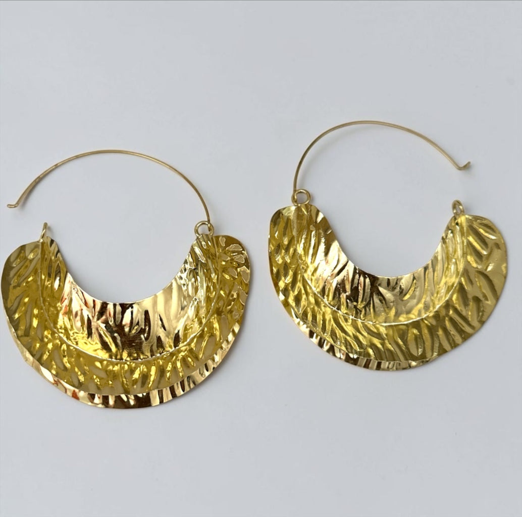 Brass Fulani-Style African Statement Dangle Earrings - Fatisha Boutique Fatisha Boutique