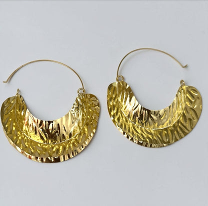 Brass Fulani-Style African Statement Dangle Earrings - Fatisha Boutique
