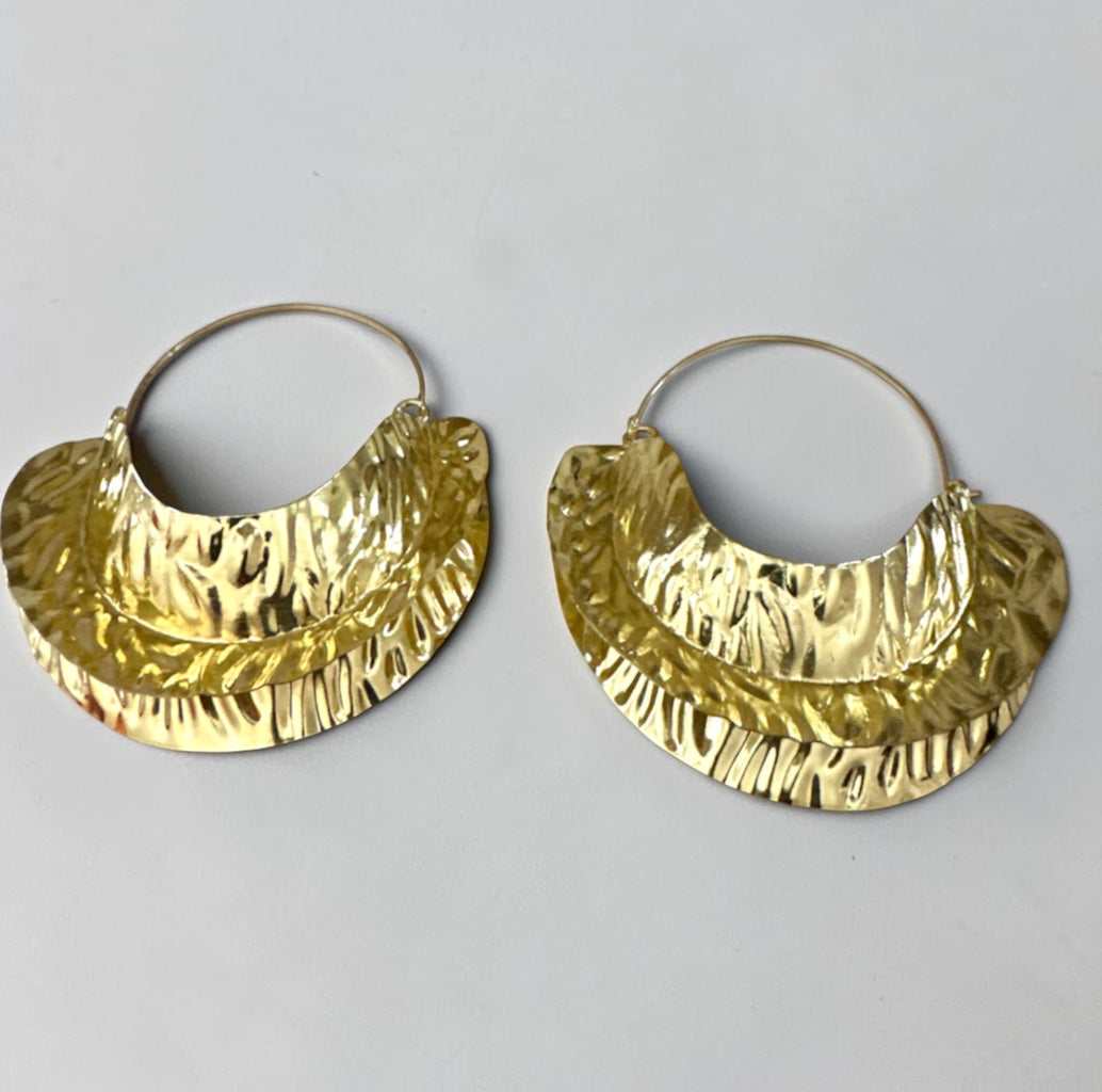 Brass Fulani-Style African Statement Dangle Earrings - Fatisha Boutique Fatisha Boutique