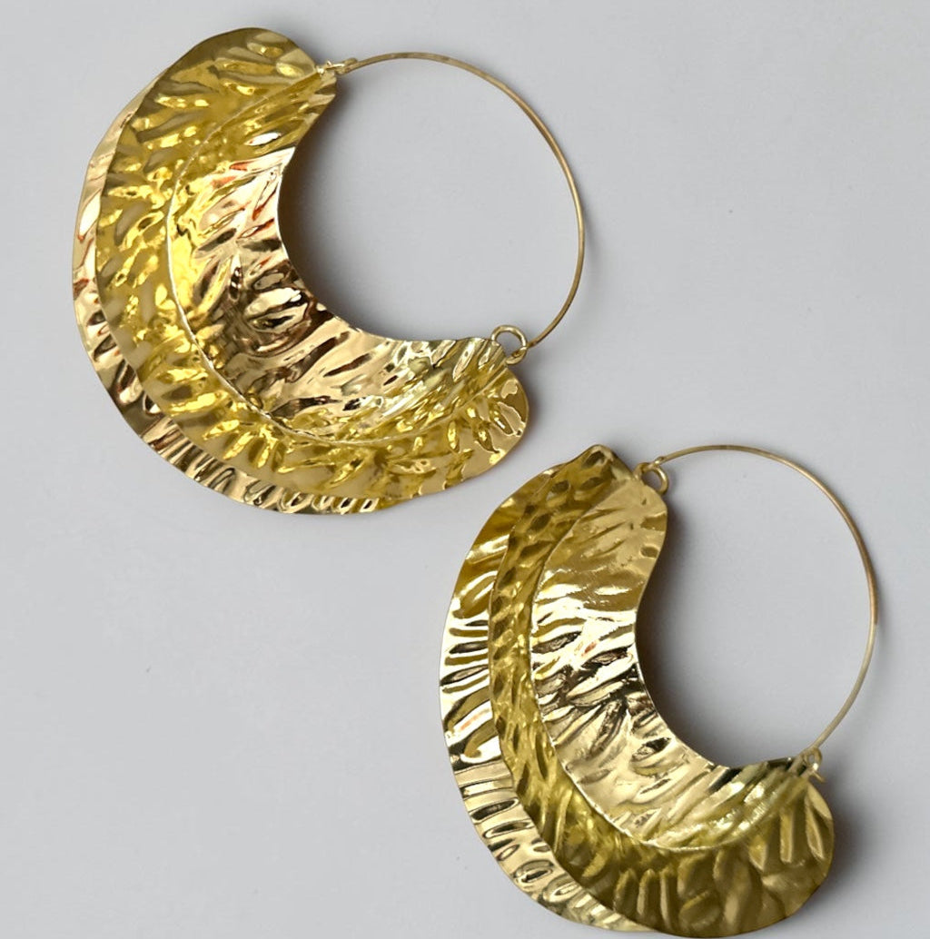 Brass Fulani-Style African Statement Dangle Earrings - Fatisha Boutique Fatisha Boutique