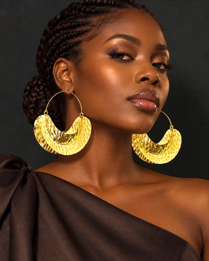Brass Fulani-Style African Statement Dangle Earrings - Fatisha Boutique