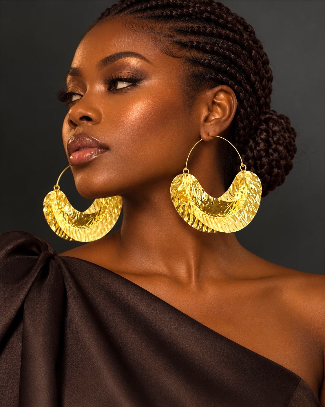 Brass Fulani-Style African Statement Dangle Earrings - Fatisha Boutique