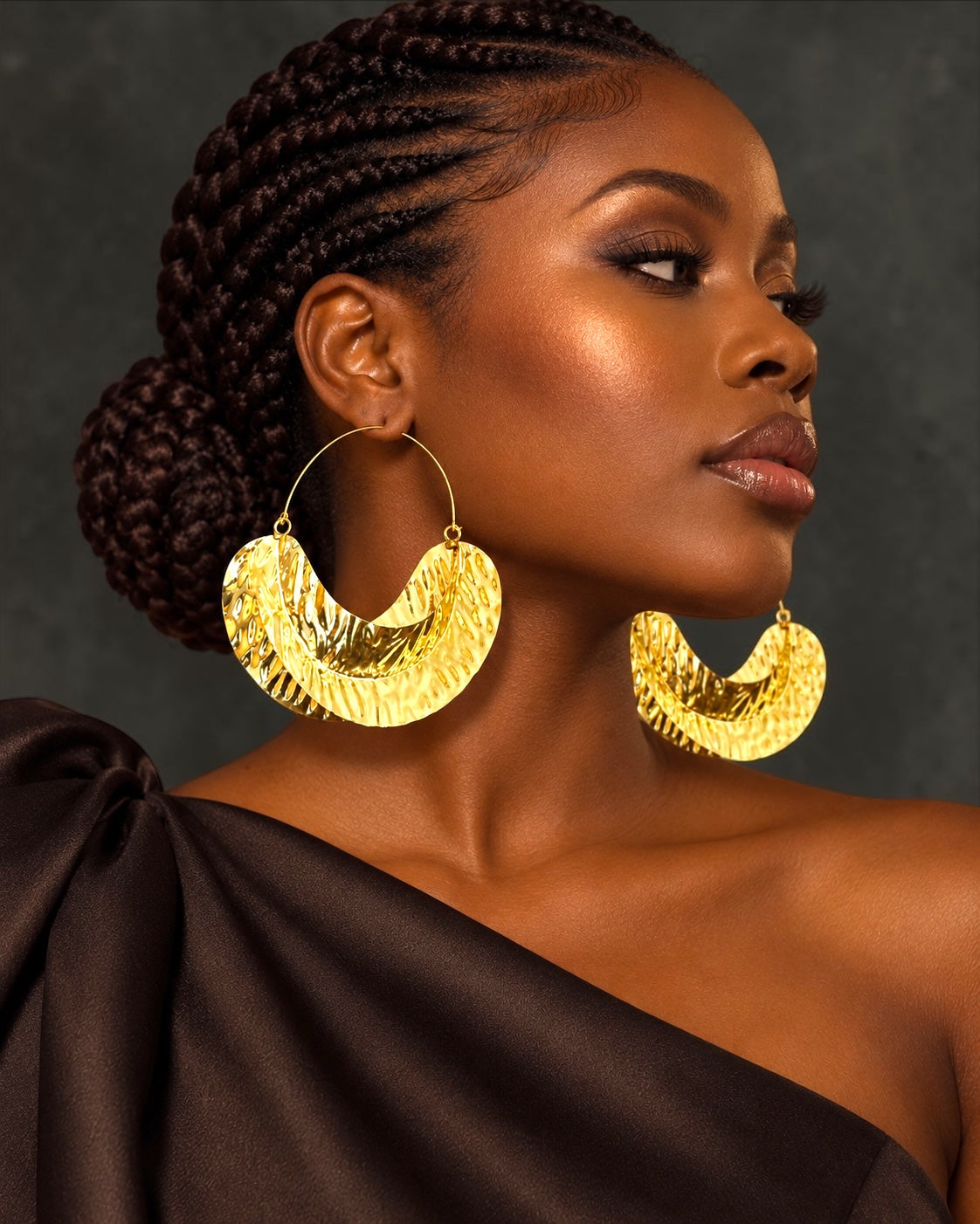 Brass Fulani-Style African Statement Dangle Earrings - Fatisha Boutique Fatisha Boutique