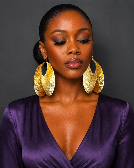 Oversized Brass Fulani Hoop Statement Earrings - Fatisha Boutique