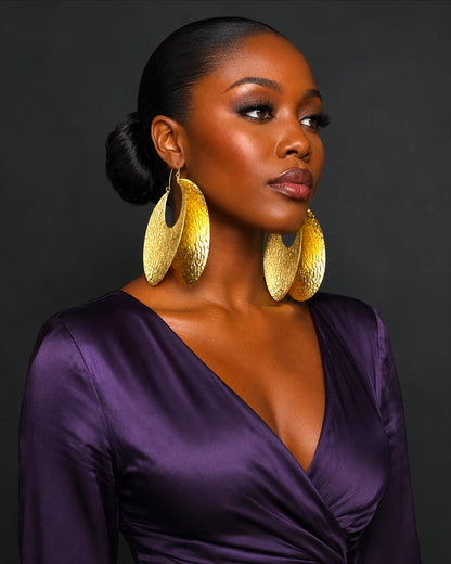 Oversized Brass Fulani Hoop Statement Earrings - Fatisha Boutique