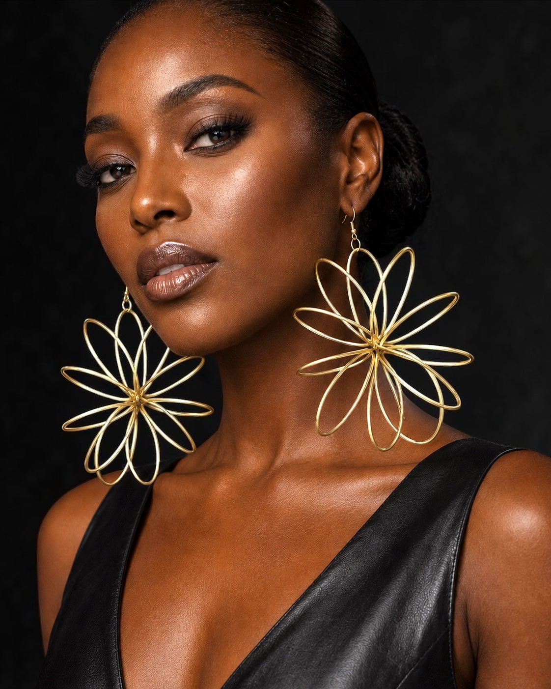 Oversized Brass Starburst Statement Dangle Earrings - Fatisha Boutique
