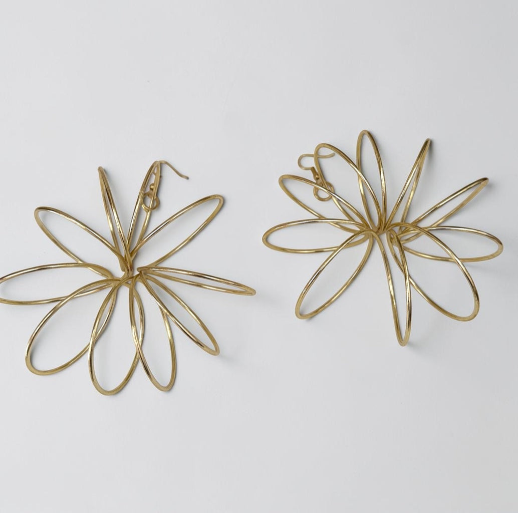 Oversized Brass Starburst Statement Dangle Earrings - Fatisha Boutique