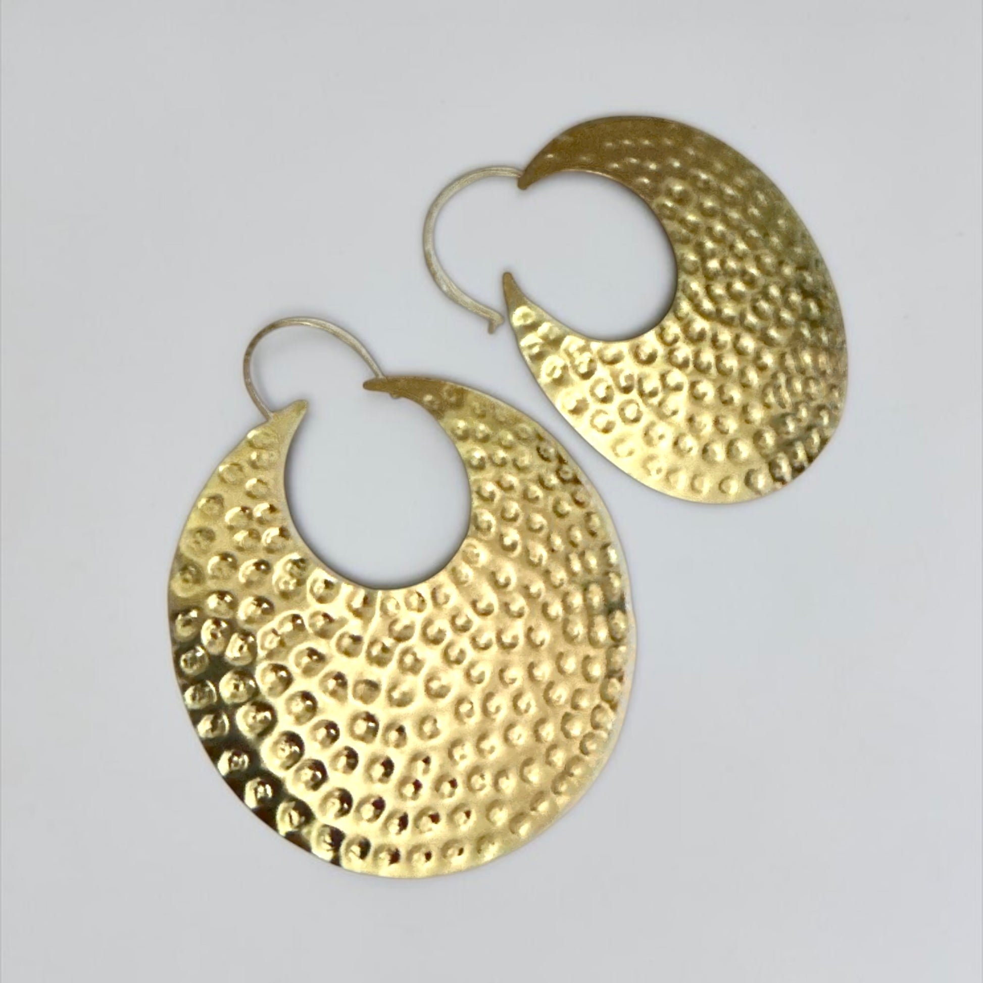 Oversized African Hammered Brass Disc Statement Earrings - Fatisha Boutique