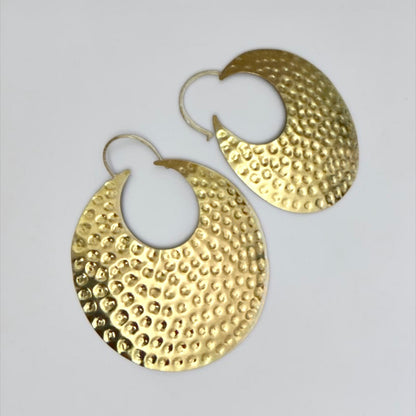 Oversized African Hammered Brass Disc Statement Earrings - Fatisha Boutique
