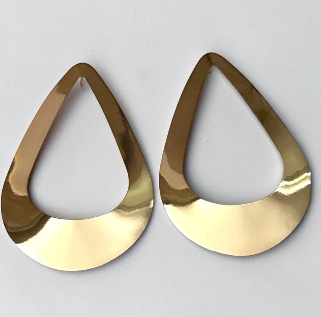 Oversized Open Teardrop Statement Earrings – Gold & Silver