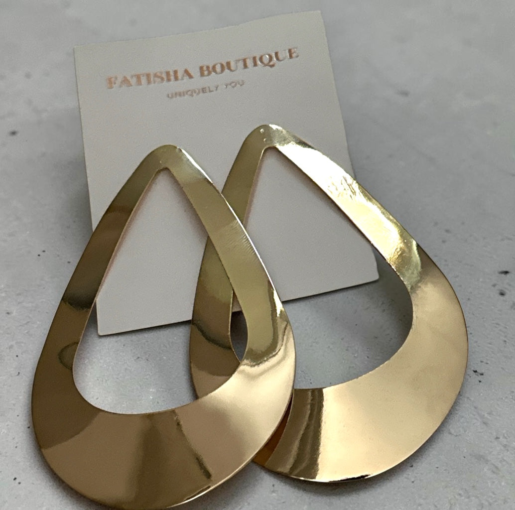 Oversized Open Teardrop Statement Earrings – Gold & Silver Fatisha Boutique