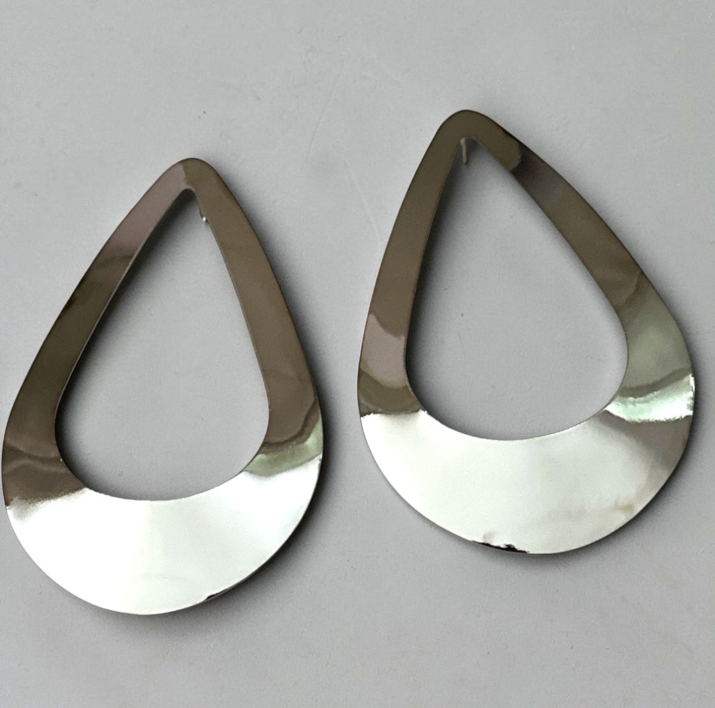 Oversized Open Teardrop Statement Earrings – Gold & Silver Fatisha Boutique