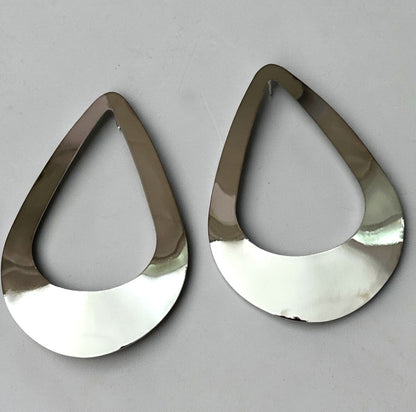 Oversized Open Teardrop Statement Earrings – Gold & Silver