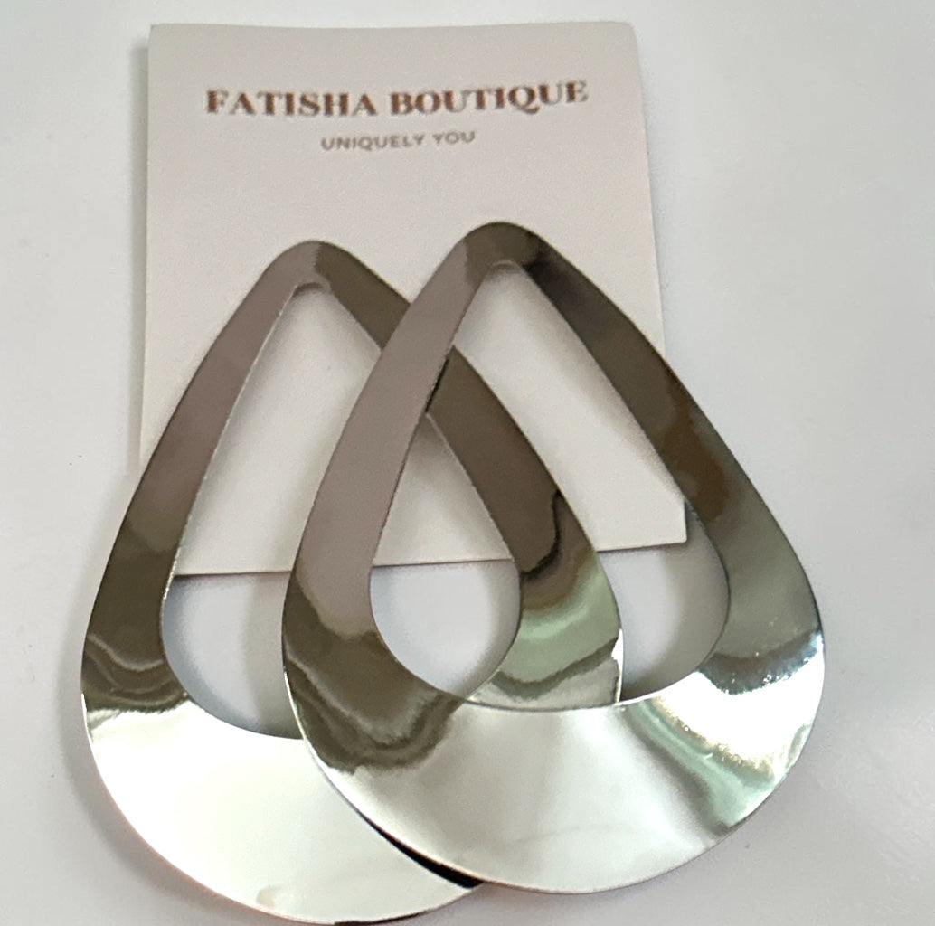 Oversized Open Teardrop Statement Earrings – Gold & Silver Fatisha Boutique