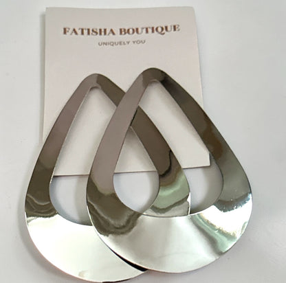 Oversized Open Teardrop Statement Earrings – Gold & Silver