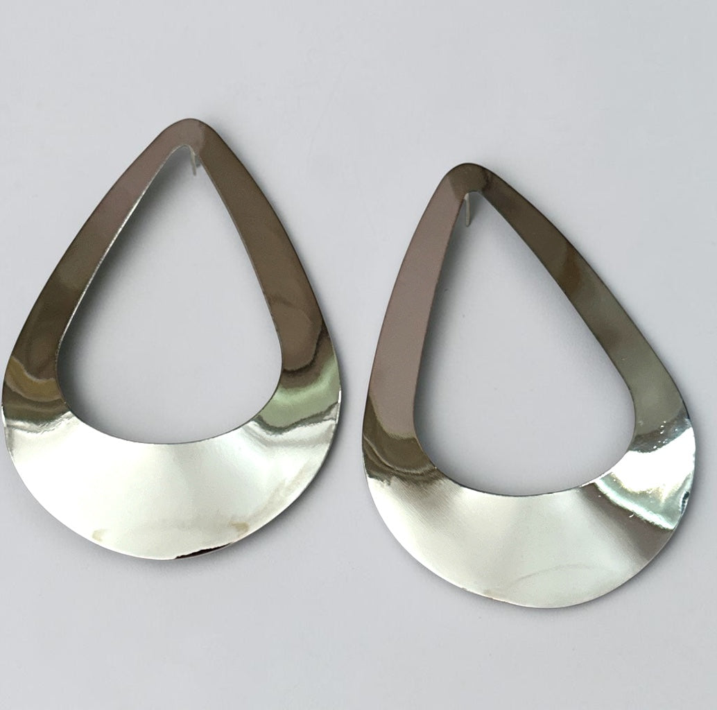 Oversized Open Teardrop Statement Earrings – Gold & Silver Fatisha Boutique
