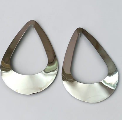 Oversized Open Teardrop Statement Earrings – Gold & Silver
