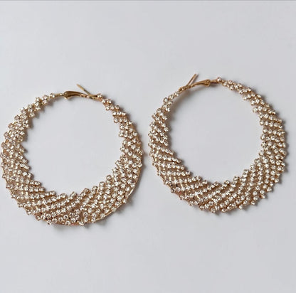 Luxury Crystal Rhinestone Lattice Statement Hoop Earrings - Fatisha Boutique