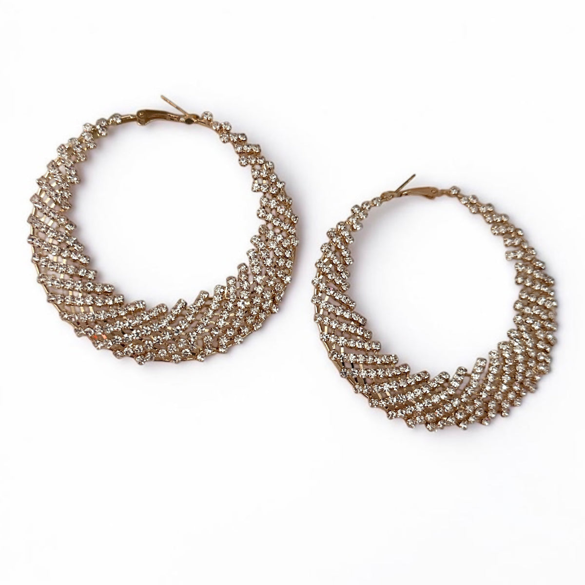 Luxury Crystal Rhinestone Lattice Statement Hoop Earrings - Fatisha Boutique Fatisha Boutique