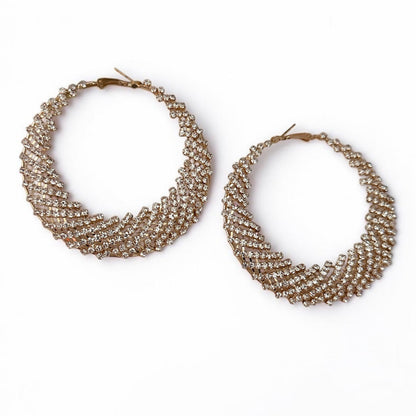 Luxury Crystal Rhinestone Lattice Statement Hoop Earrings - Fatisha Boutique
