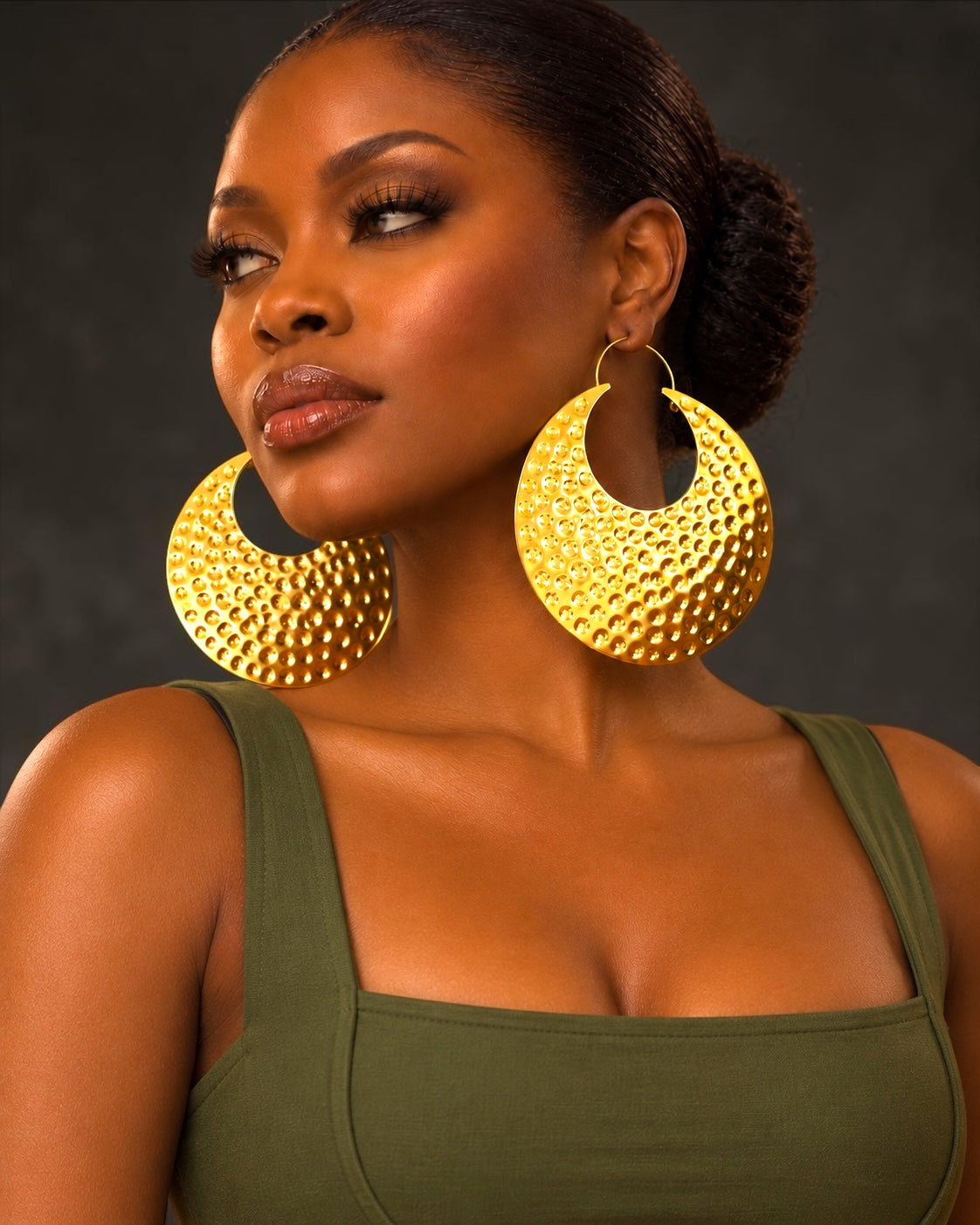 Oversized African Hammered Brass Disc Statement Earrings - Fatisha Boutique Fatisha Boutique