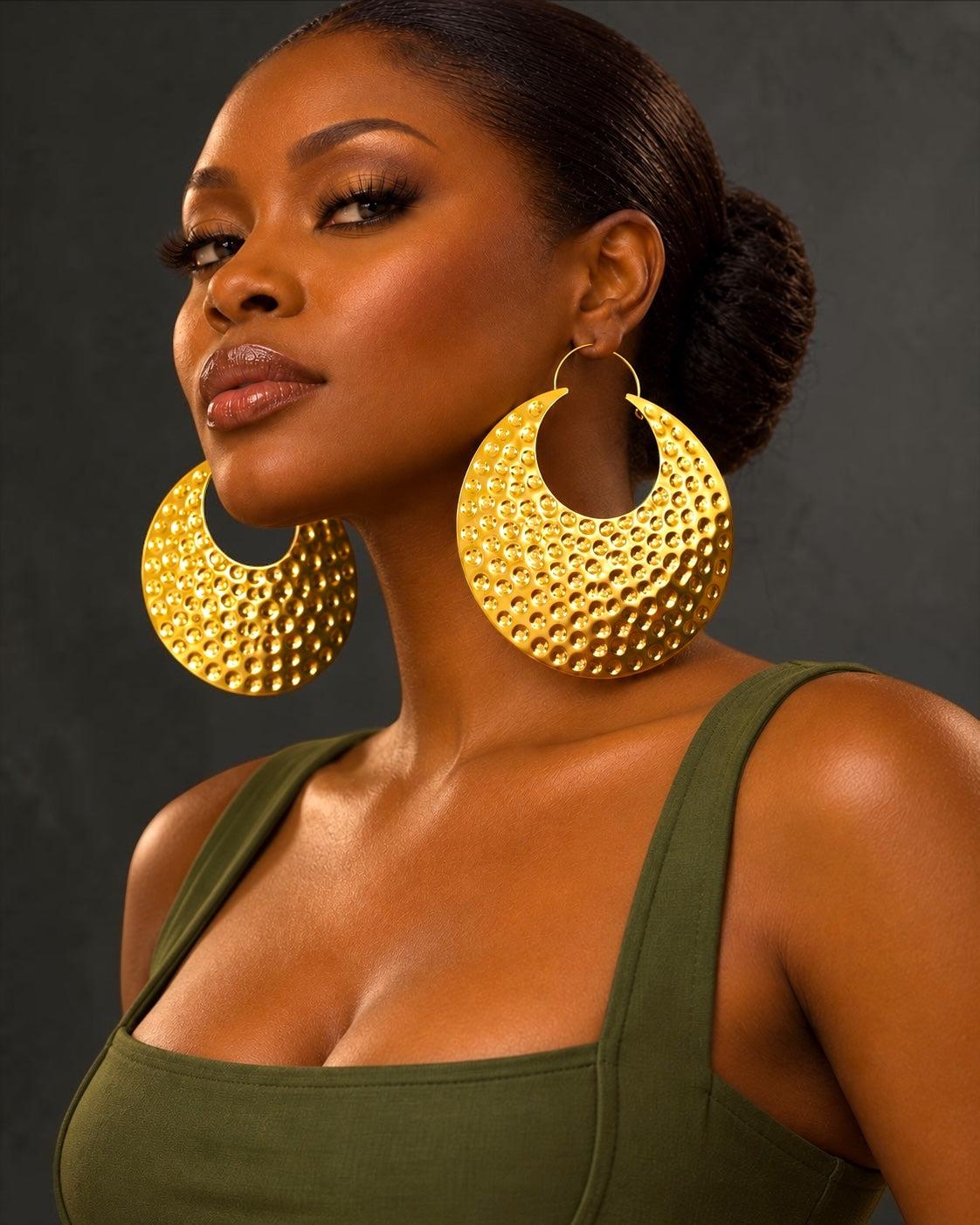 Oversized African Hammered Brass Disc Statement Earrings - Fatisha Boutique Fatisha Boutique