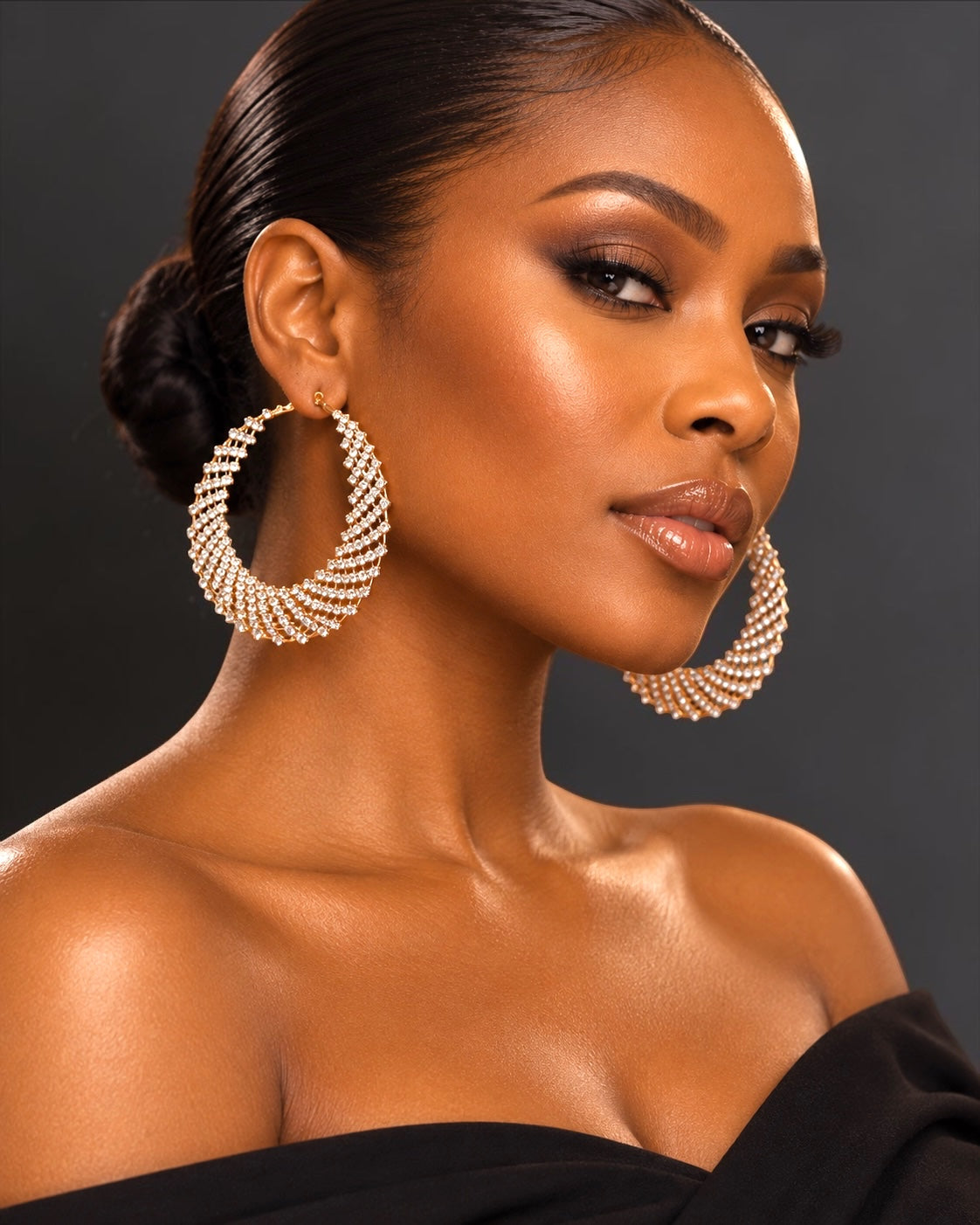Luxury Crystal Rhinestone Lattice Statement Hoop Earrings - Fatisha Boutique Fatisha Boutique